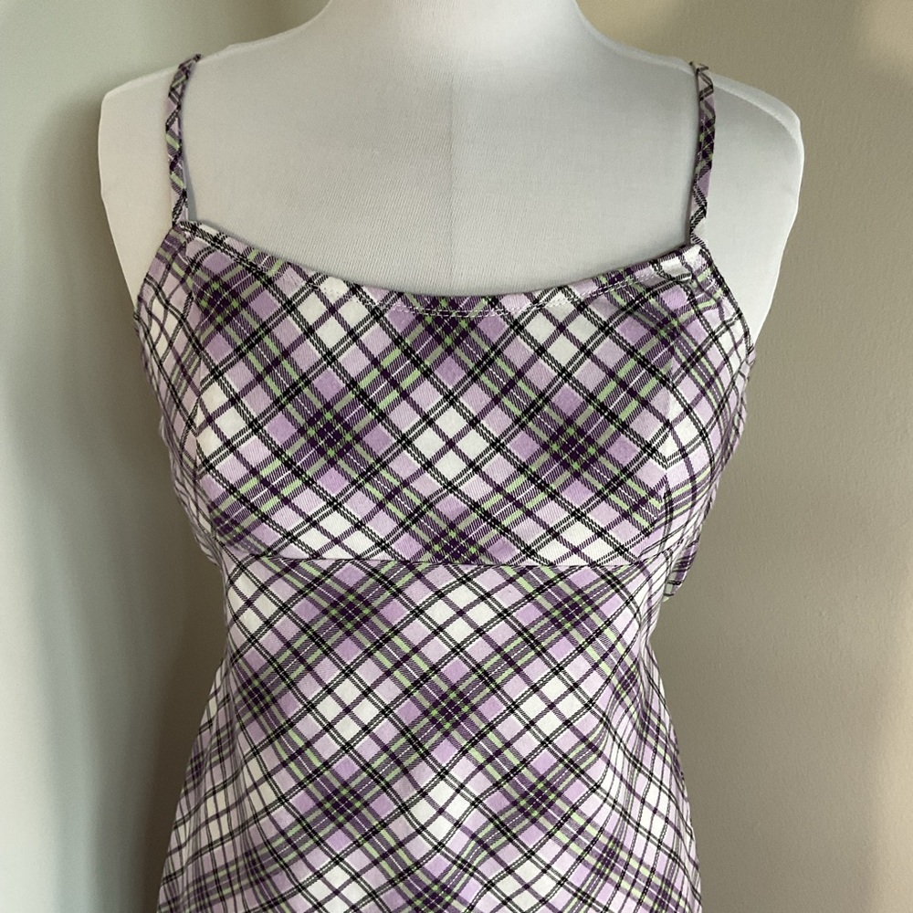 Brandy Melville John Galt Purple Plaid Colleen Mini Dress Small Vivian Preppy - Picture 2 of 5